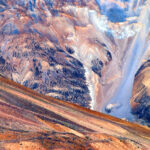 Landscape of Deserted area and mountain range in Ladakh, India.