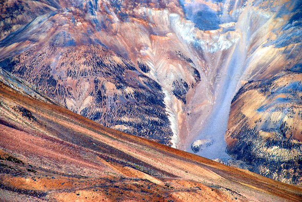 Landscape of Deserted area and mountain range in Ladakh, India.