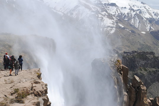 reverse waterfall near edge of mountain